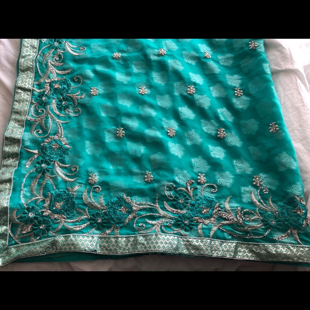 Beautiful Indian Sea Green Colour Saree
